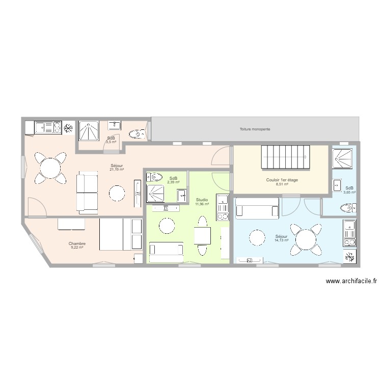 Immeuble Mont à Leux Wattrelos 1er étage v2. Plan de 0 pièce et 0 m2