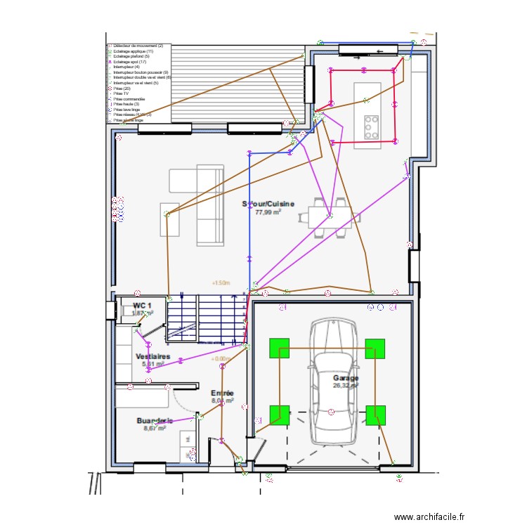 SIMON ET NEYRET-PLAN ELECTRIQUE RDC. Plan de 0 pièce et 0 m2