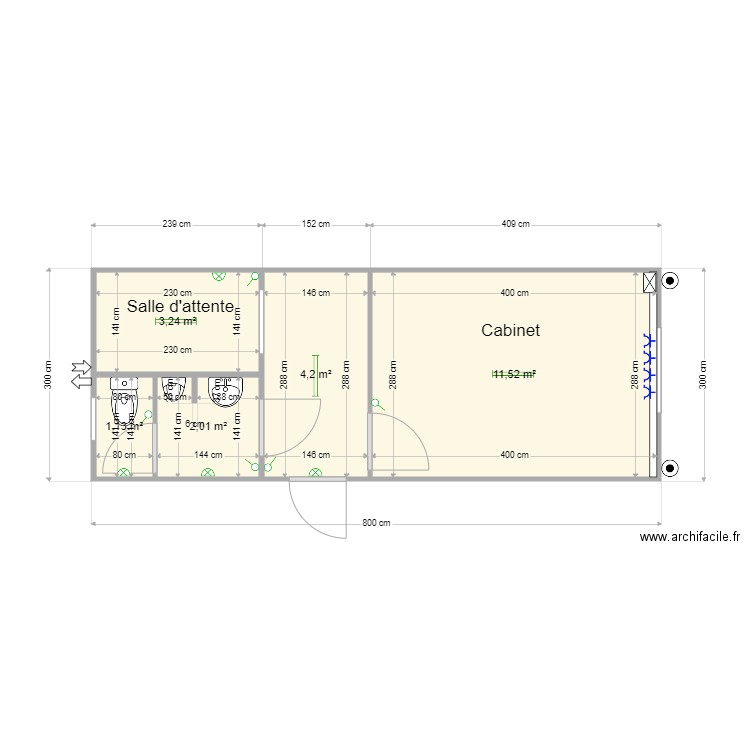 Leclercq Arnaud. Plan de 5 pièces et 22 m2