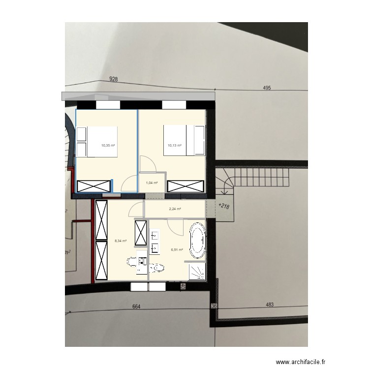 Plan Cabriès étage Coralie. Plan de 6 pièces et 39 m2