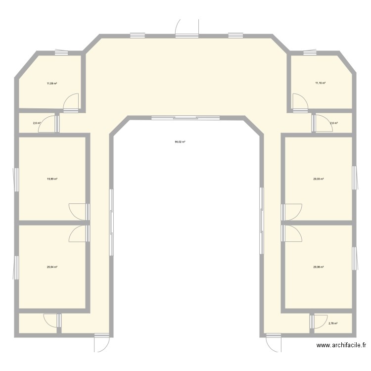 plan maison en U 4 chambres. Plan de 0 pièce et 0 m2