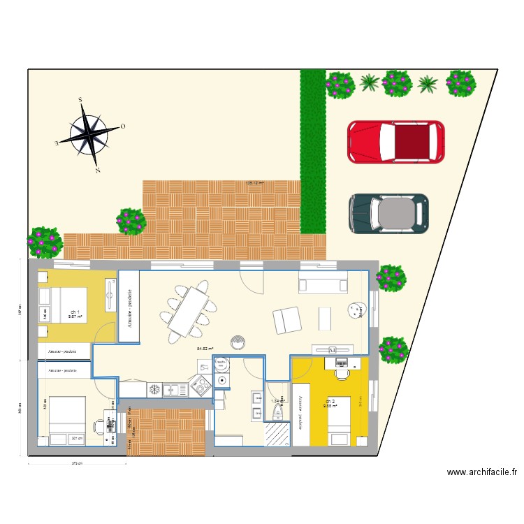 3 CH EN u ter. Plan de 0 pièce et 0 m2