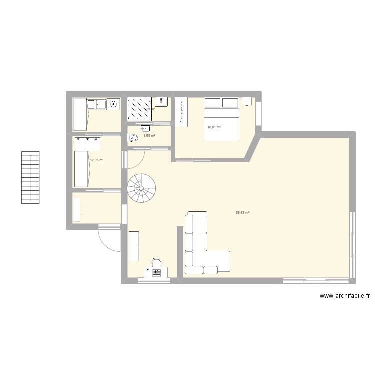 maison rdc 4 top. Plan de 5 pièces et 85 m2