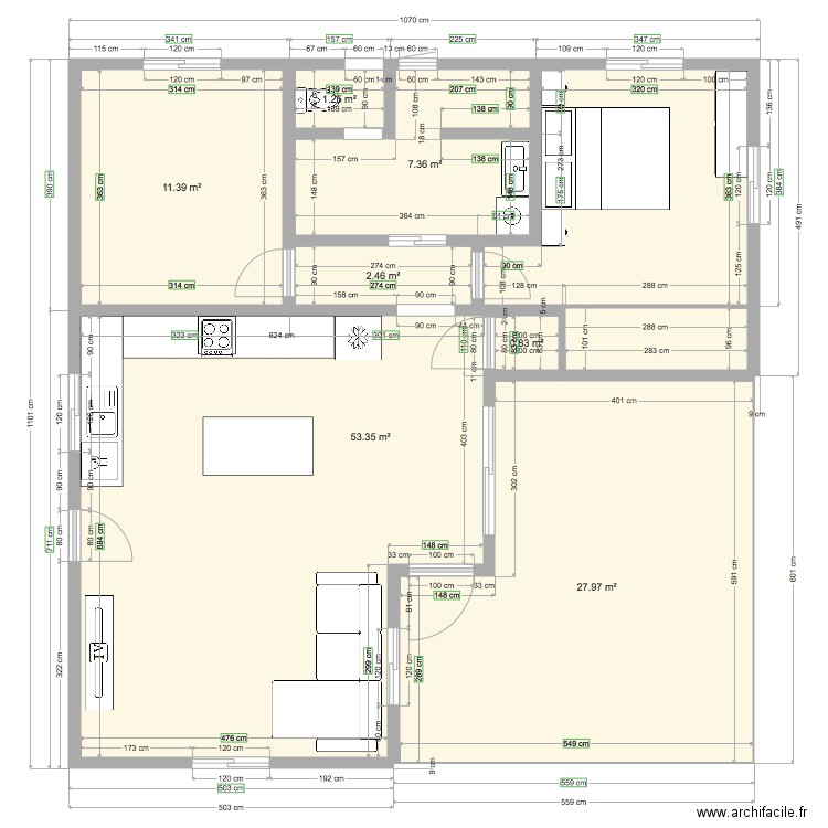 cuisine modifiée. Plan de 0 pièce et 0 m2