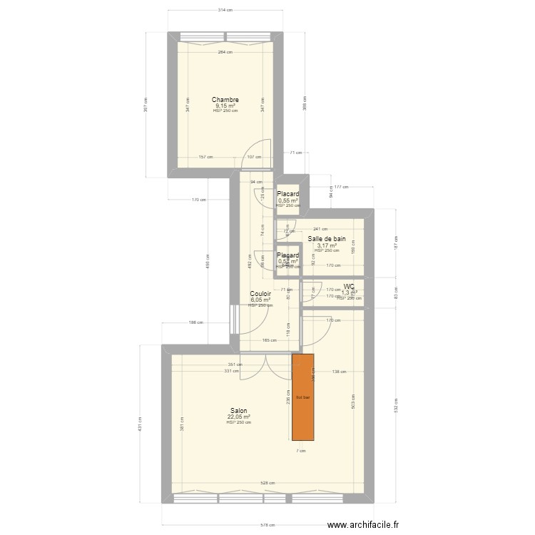 Rennes - 4 Square des Cloteaux . Plan de 7 pièces et 43 m2