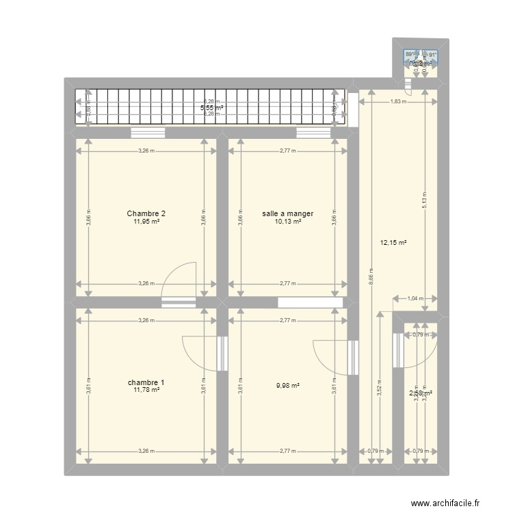 Plan maison 1 Etage . Plan de 8 pièces et 65 m2