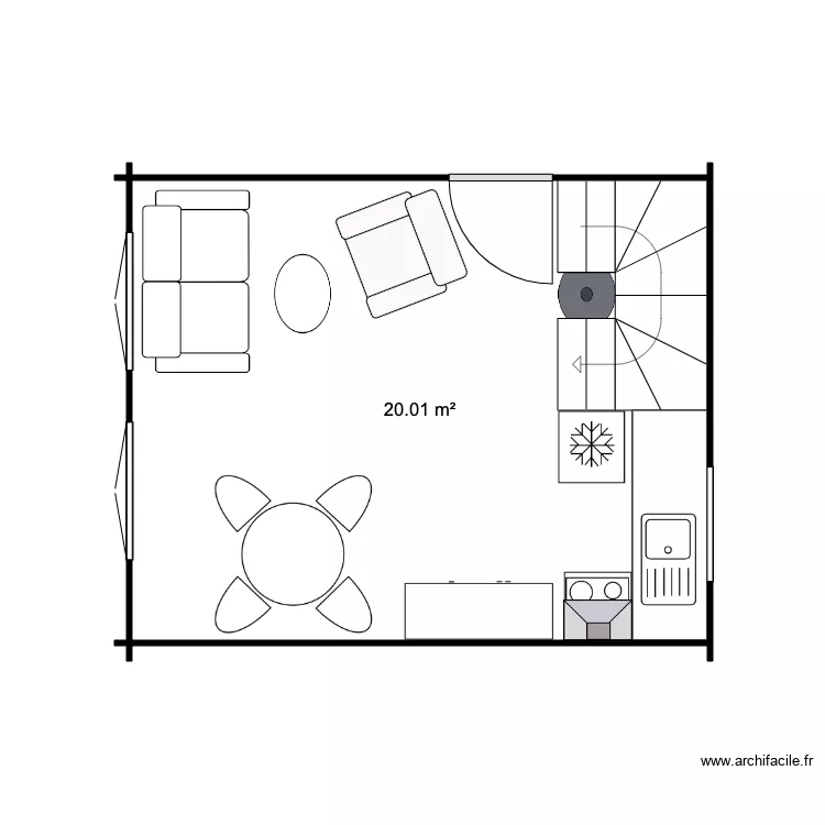 RDC 20M 1 sans SDB. Plan de 