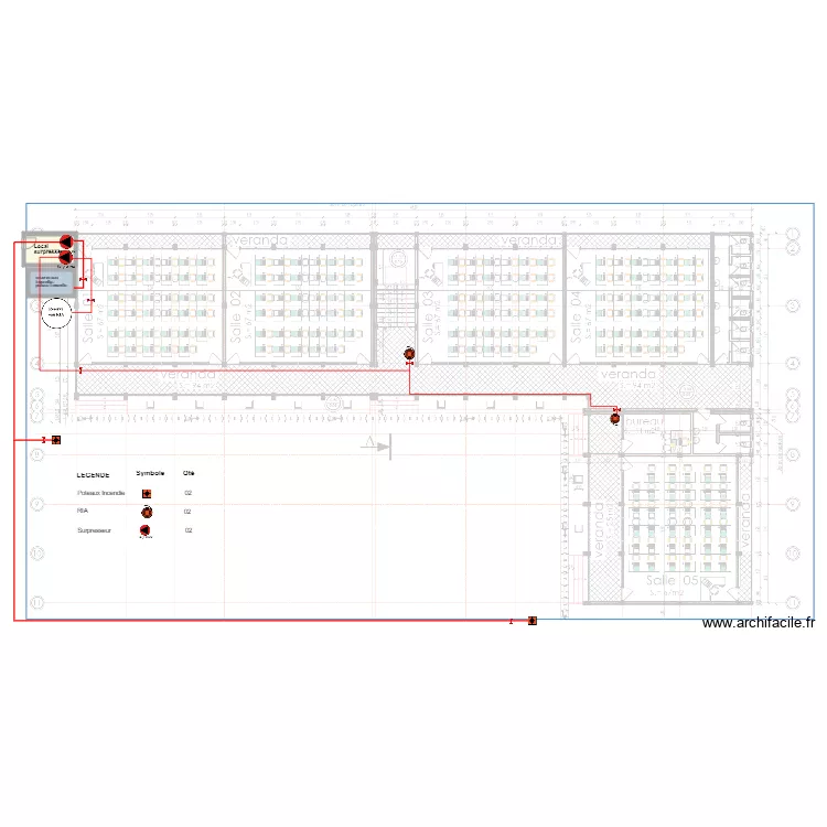 Alimentation eau incendie RDC batiment SONARA. Plan de 0 pièce et 0 m2
