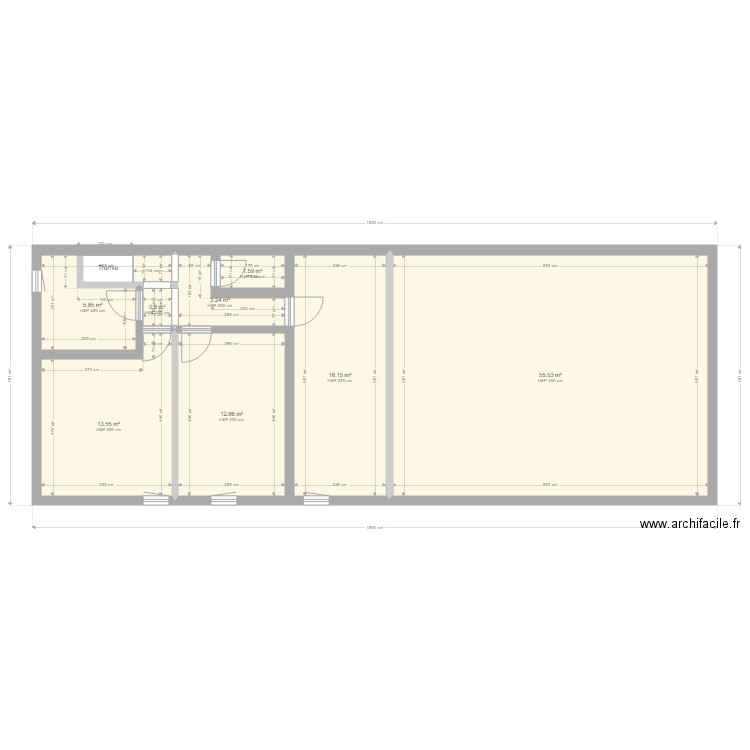 Bureau Moulin V4. Plan de 12 pièces et 225 m2