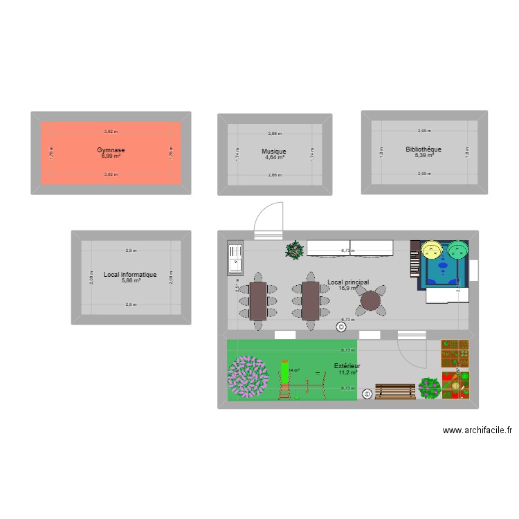 SDG. Plan de 6 pièces et 51 m2