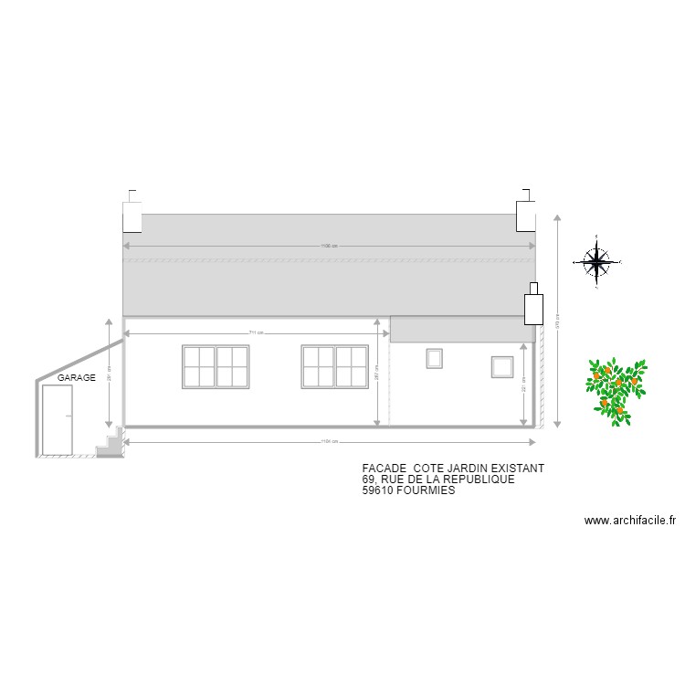 FACADE ARRIERE EXISTANTE. Plan de 0 pièce et 0 m2