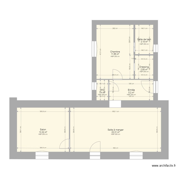 ACR DEBORD. Plan de 7 pièces et 61 m2