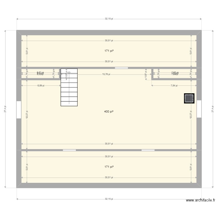 st angel 1. Plan de 5 pièces et 71 m2