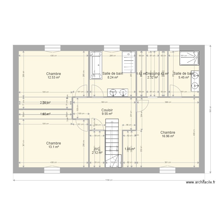 BA etage. Plan de 0 pièce et 0 m2