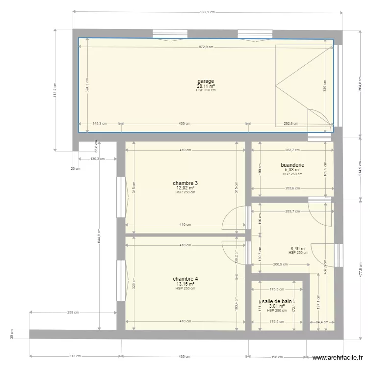 Maison Langlade RDC. Plan de 