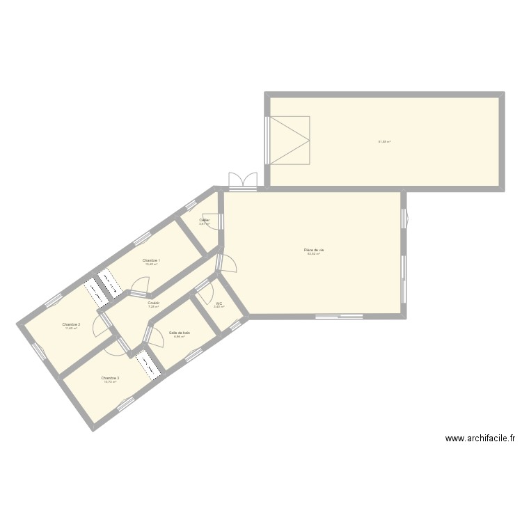 Maison V 100m2 . Plan de 9 pièces et 159 m2