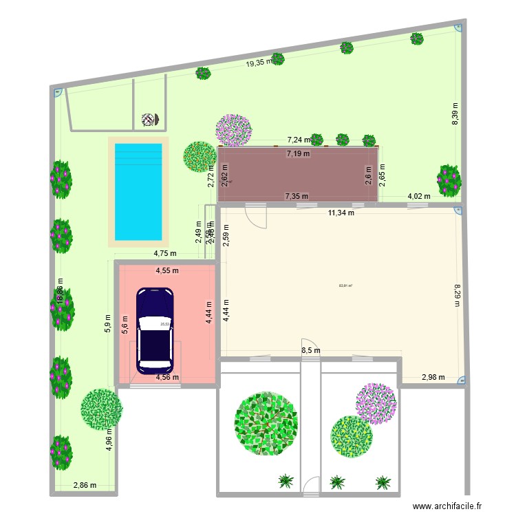 Garage Amade. Plan de 3 pièces et 291 m2
