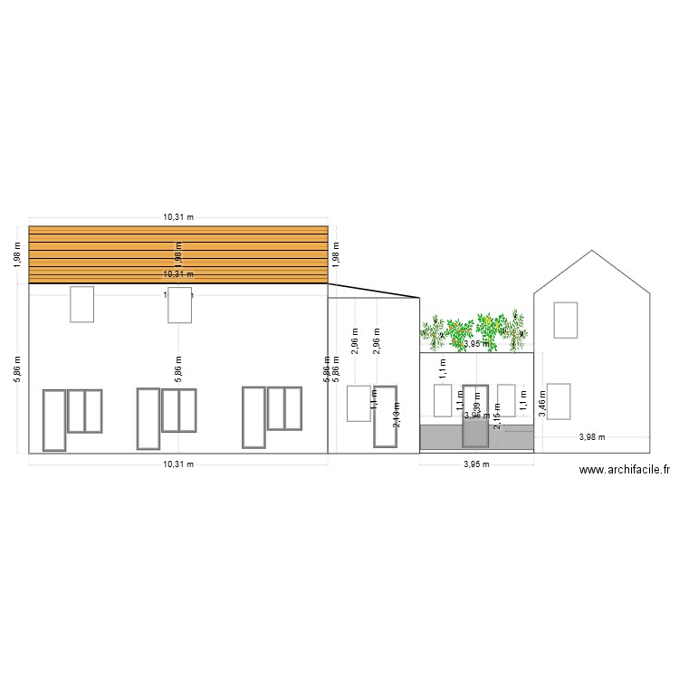 PLAN FACADE FUTURE EN SITUATION. Plan de 0 pièce et 0 m2
