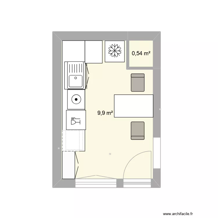 cuisine. Plan de 2 et 10 m² cuisine. Plan de 2 et 10 m²