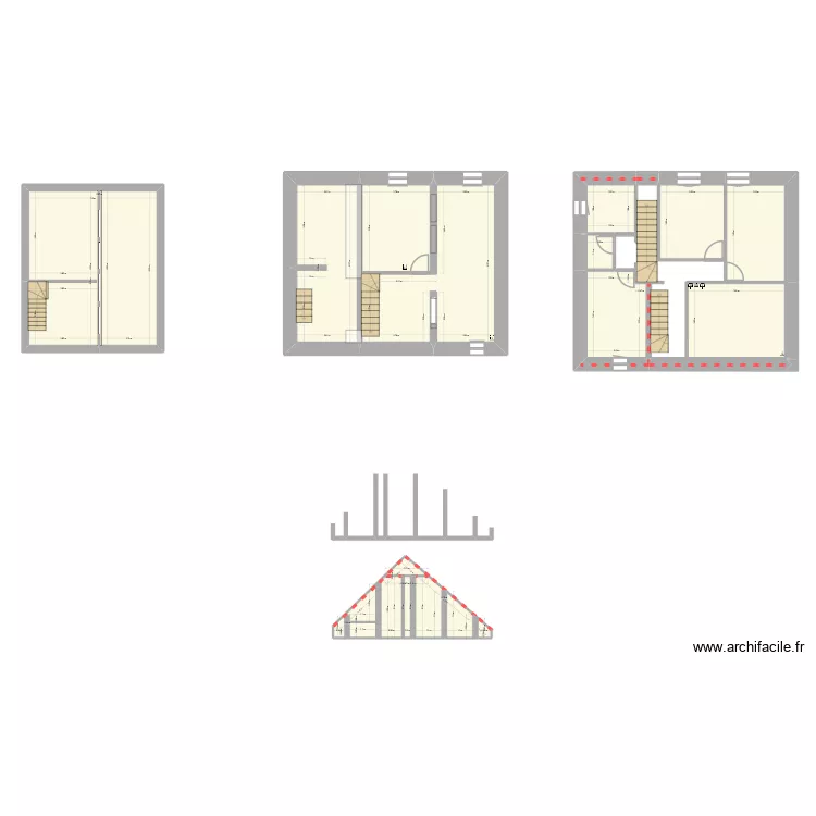 Maison finale. Plan de 14 pièces et 133 m²