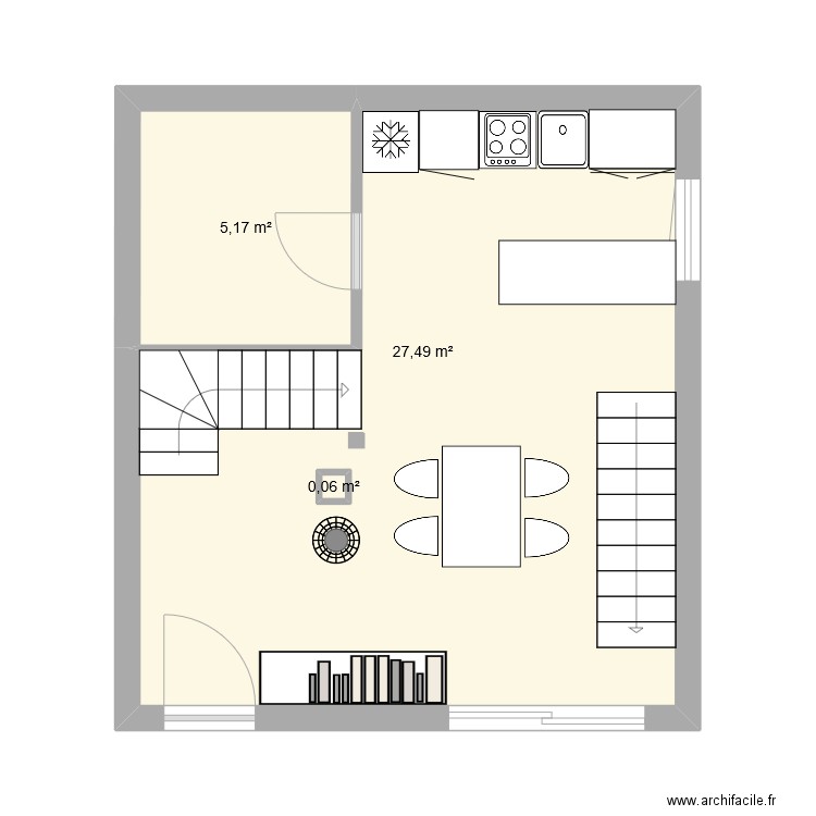 1ier modifie meublé 3. Plan de 3 pièces et 33 m2