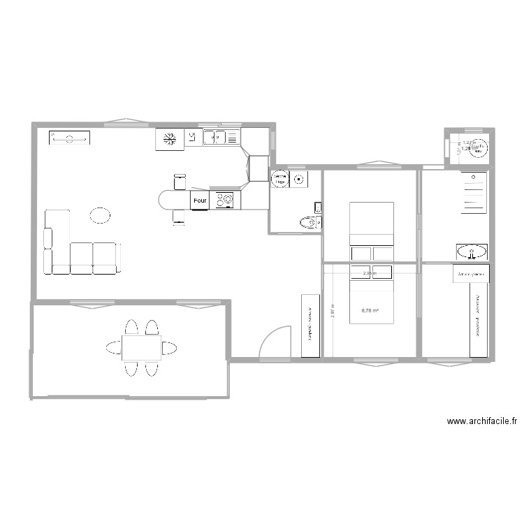 Meschers projet 1. Plan de 2 pièces et 10 m2