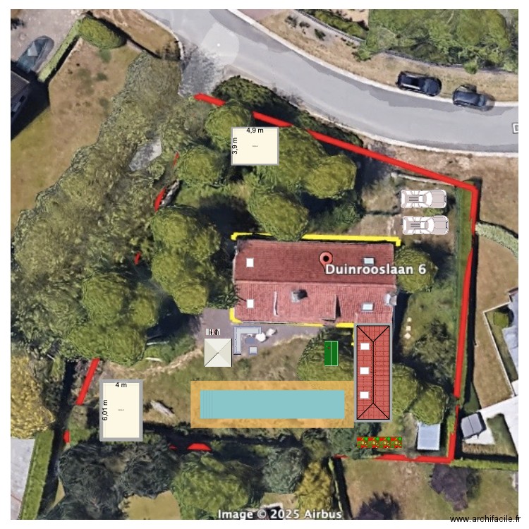 de Panne. Plan de 3 pièces et 78 m2