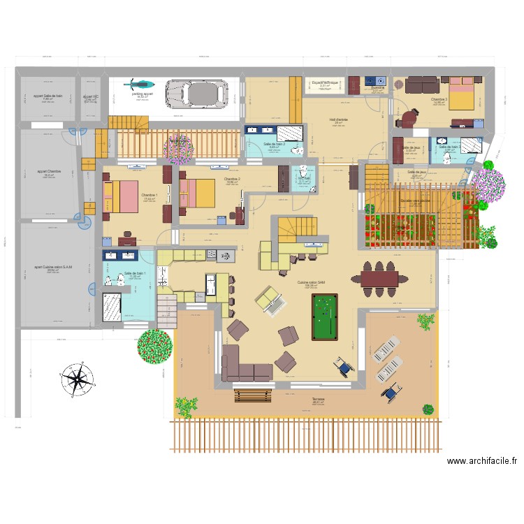 trencall entrée agrandissement. Plan de 22 pièces et 370 m2