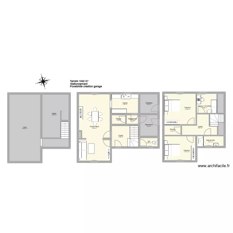 FRANCOIS Hubert (GUENIN). Plan de 21  et 159 m²