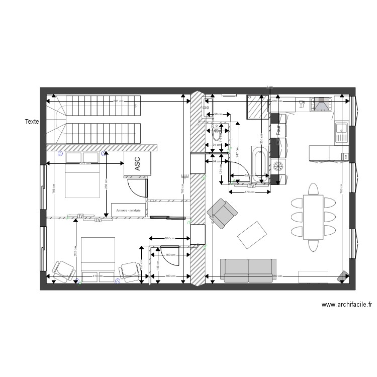 appart 2eme etage 16 sdb modif 12. Plan de 2 pièces et 88 m2
