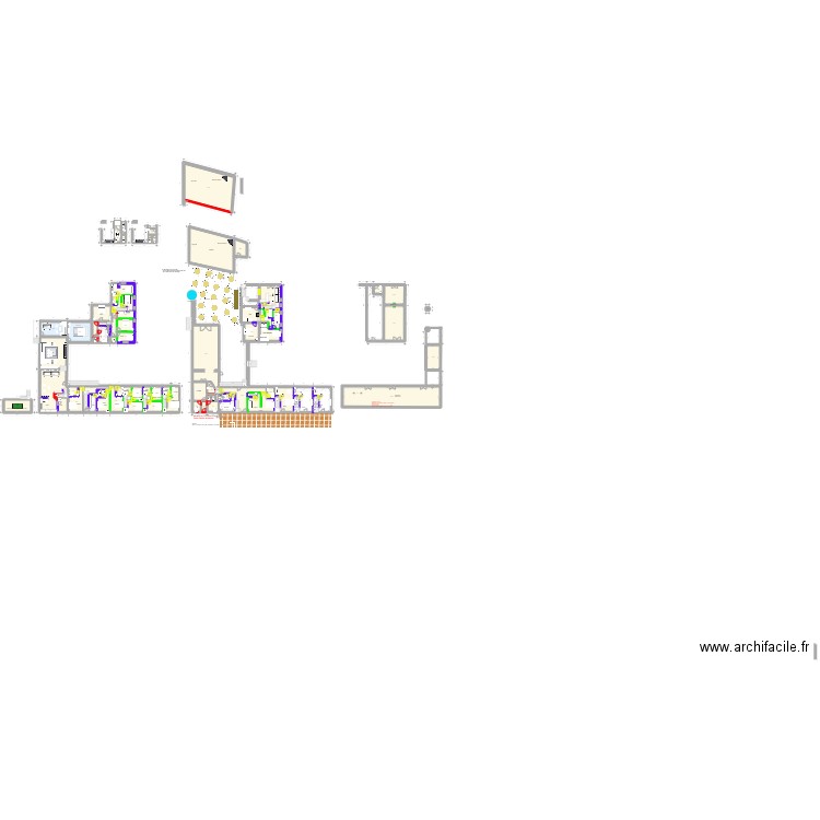 Ex de configuration tables rondes. Plan de 73 pièces et 1149 m2