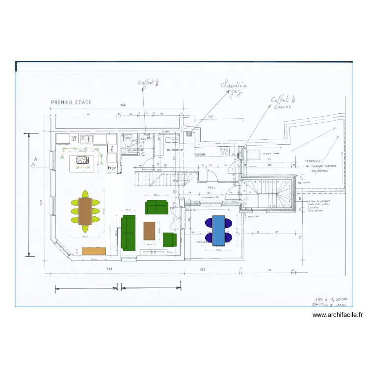 Meubles 1etage et lampes. Plan de 