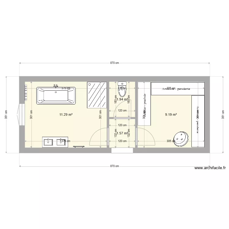 Langlois chambre parentale. Plan de 