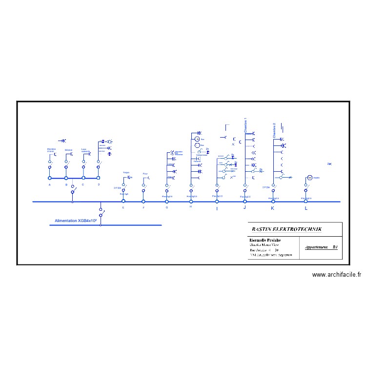 Appartement B1 Schema unifila. Plan de 0 pièce et 0 m2