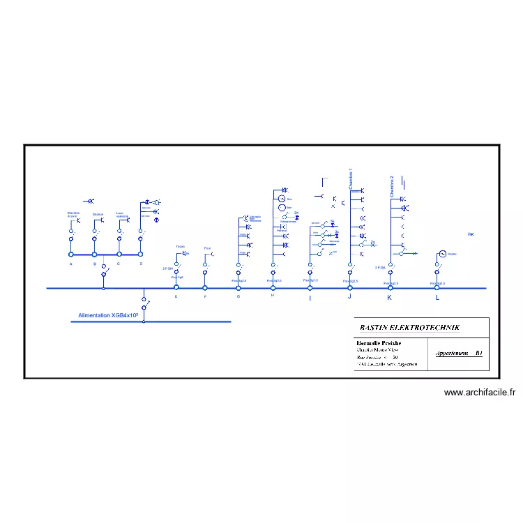 Appartement B1 Schema unifila. Plan de 