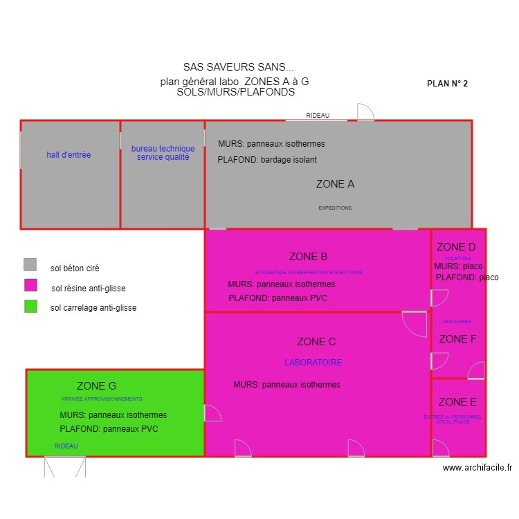 plan 2 Zones A à G SOLS MURS PLAFONDS. Plan de 0 pièce et 0 m2