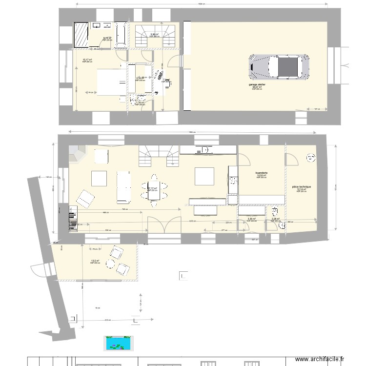 grange 1er février 2022. Plan de 13 pièces et 211 m2