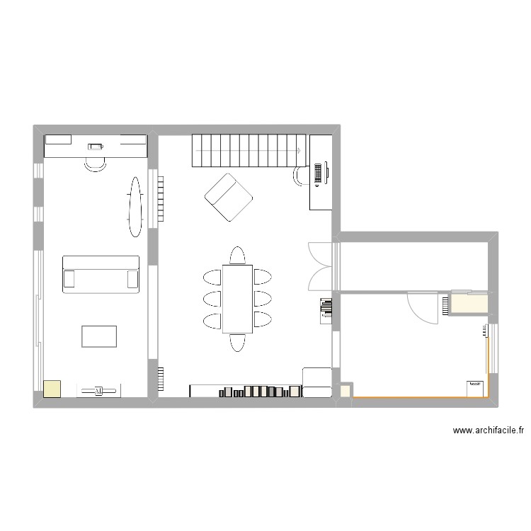 plan maison avec extension. Plan de 6 pièces et 66 m2