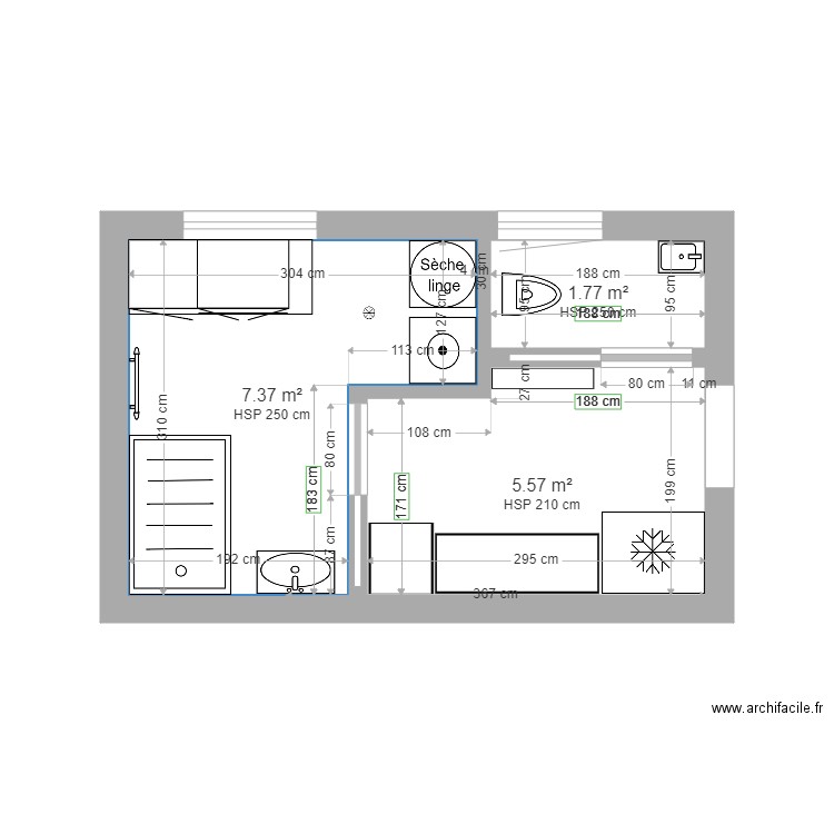 Transformation SellierSDBWC. Plan de 0 pièce et 0 m2