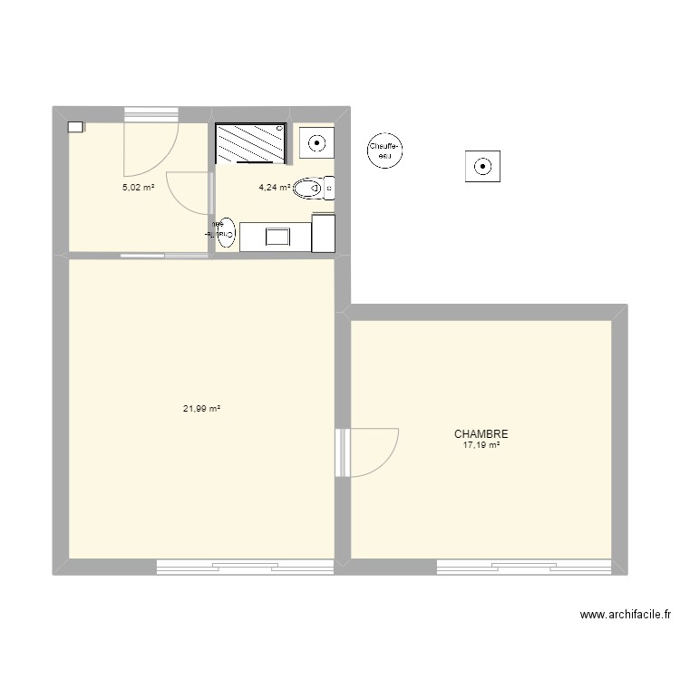 LA MONGIE test 4. Plan de 4 pièces et 48 m2