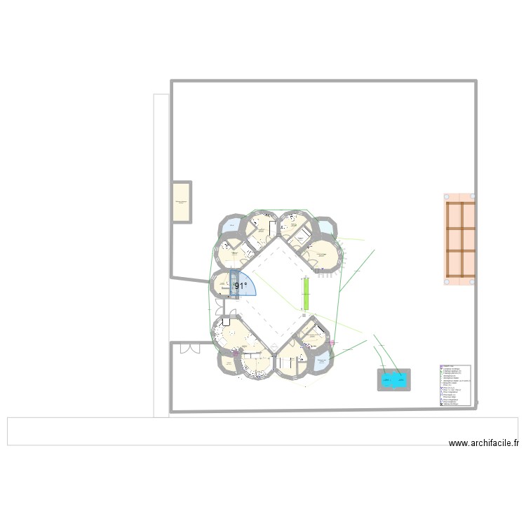 plan mur simple aménagement. Plan de 27 pièces et 371 m2