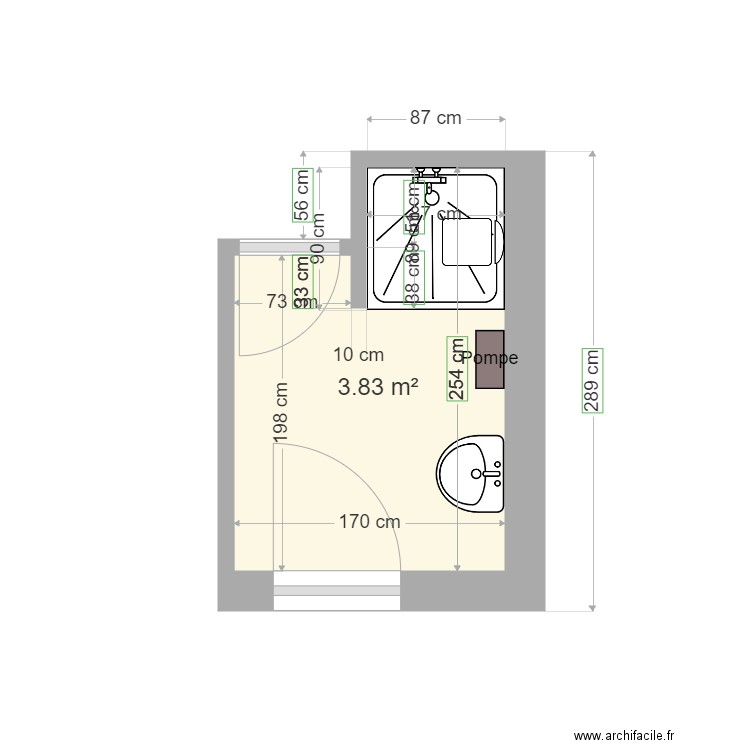 ACHOURA Montélimar. Plan de 1 pièce et 4 m2