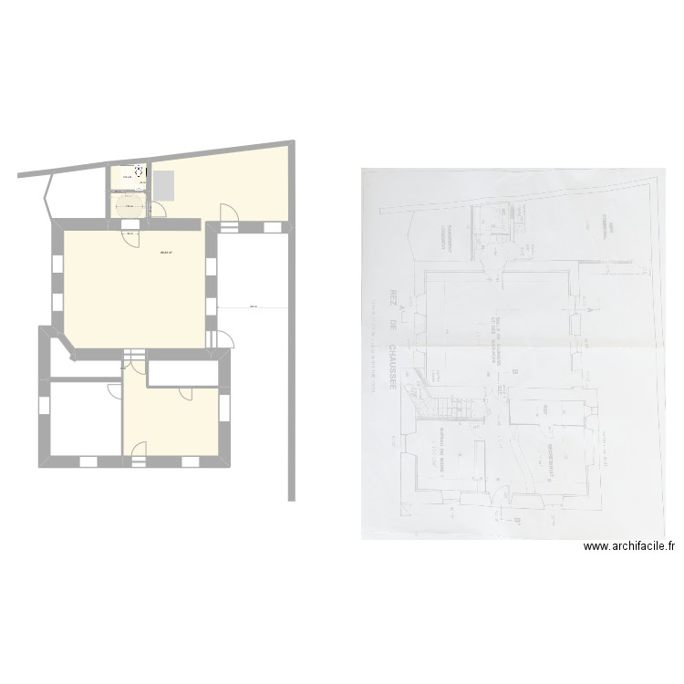 EX MAIRIE VEAUNES ZOOM SANITAIRE. Plan de 7 pièces et 136 m2