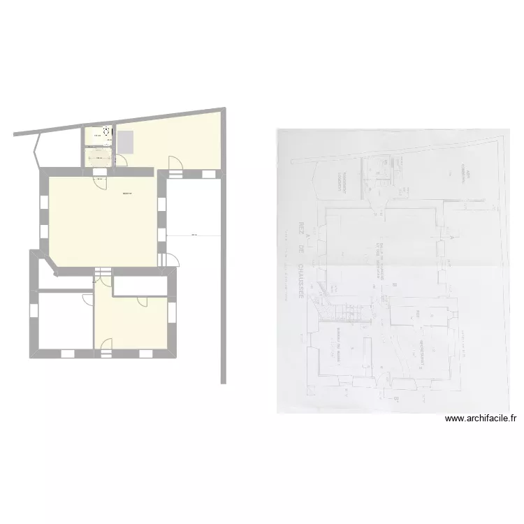 EX MAIRIE VEAUNES ZOOM SANITAIRE. Plan de 