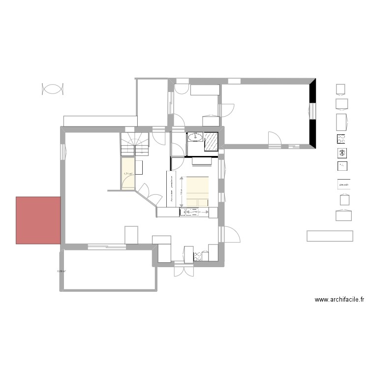 CUISINE. Plan de 2 pièces et 2 m2