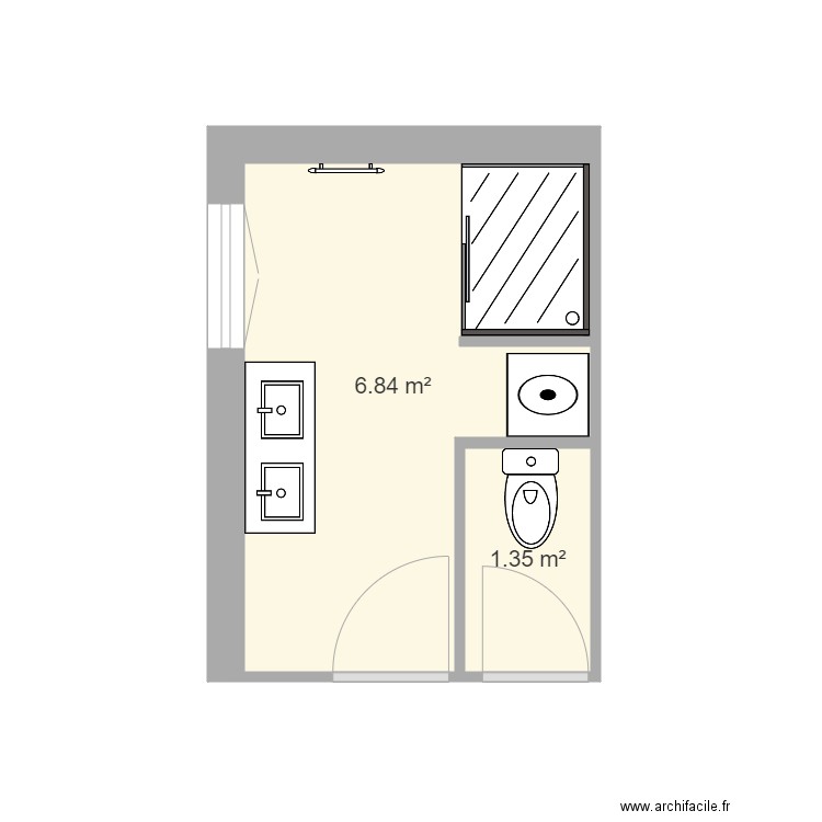 salle de bain villo. Plan de 2 pièces et 8 m2