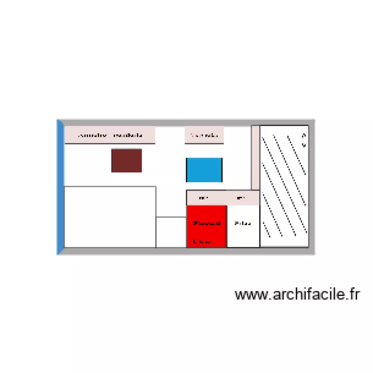 Coupe cot&eacute; douche. Plan de 
