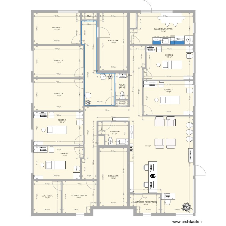 Nouvelle clinique septembre 2021 version architecte. Plan de 21 pièces et 225 m2