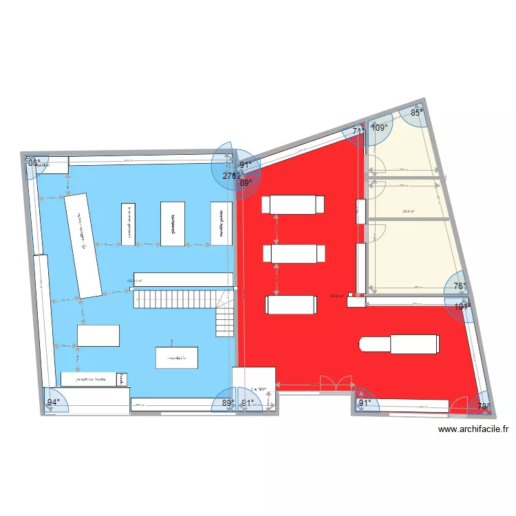op mag 2 zones chaudes. Plan de 