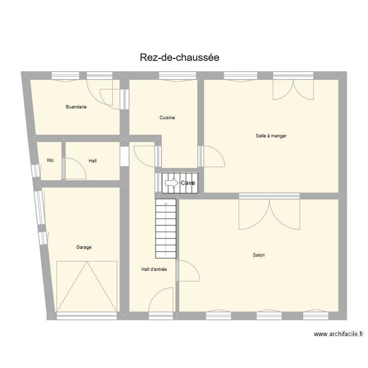 Monastère rez. Plan de 9 pièces et 98 m2